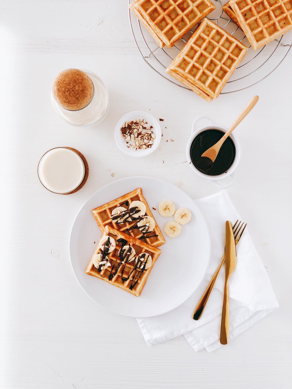 Speltwafels met banaan en&nbsp;chocolade