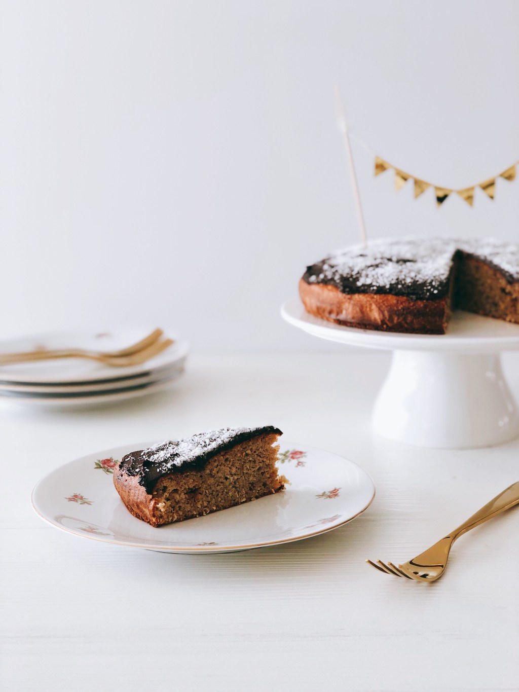 Bananen-kokos cake met&nbsp;chocolade