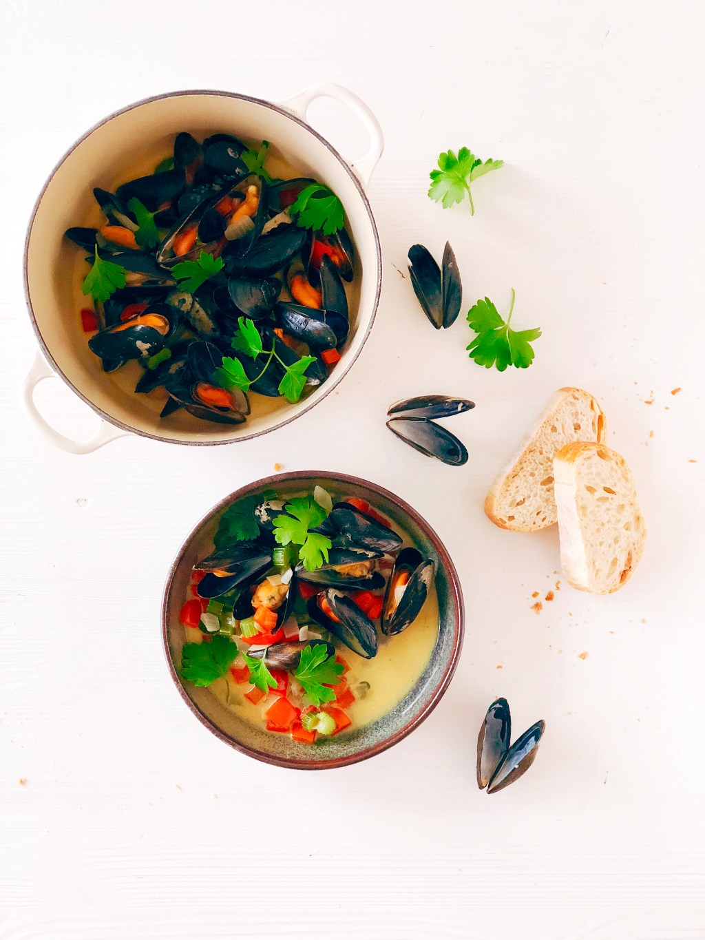 Mosselen met curryroom en Elixir&nbsp;d’Anvers