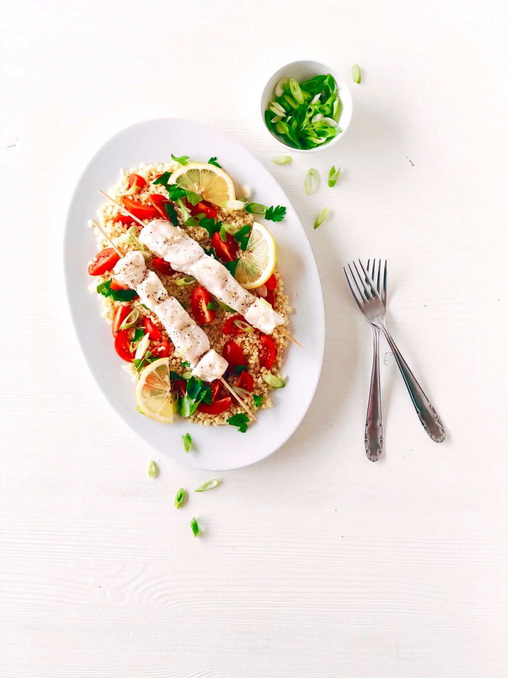 Visbrochette met zuiderse&nbsp;tabouleh