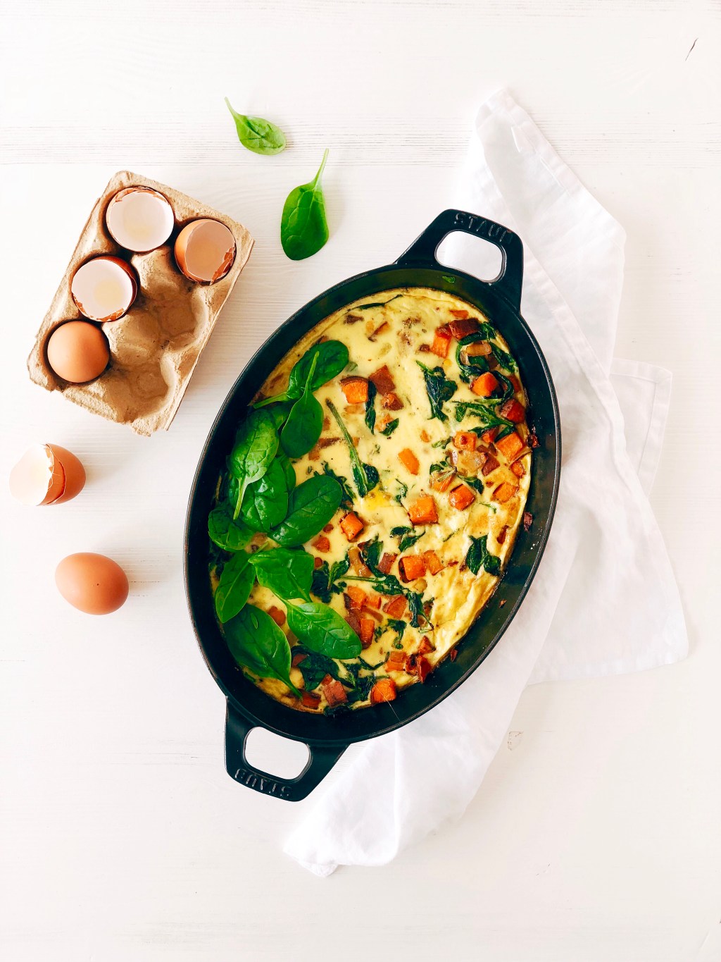 Frittata met zoete aardappel &&nbsp;spinazie